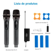 Microfone Duplo Sem Fio Profissional Uhf Digital Bateria Top Foto  mini 1