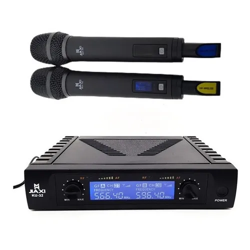 Microfone Duplo Sem Fio Profissional Wi-fi Cabo P10xp10 Ku32 Cor Preto Foto 1
