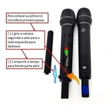 Microfone Duplo Sem Fio Profissional Wi-fi Cabo P10xp10 Ku32 Cor Preto Foto mini 2