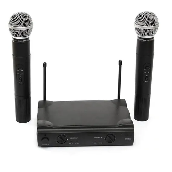 Microfone Duplo Sem Fio Wireless Unidirecional Profissional Foto 1
