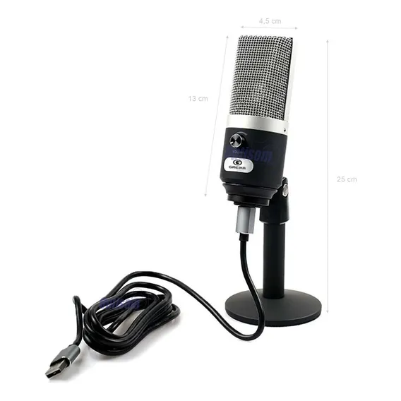 Microfone Greika Condensador Cardi贸ide Usb Gk-usm2 Cor Prateado Foto 1