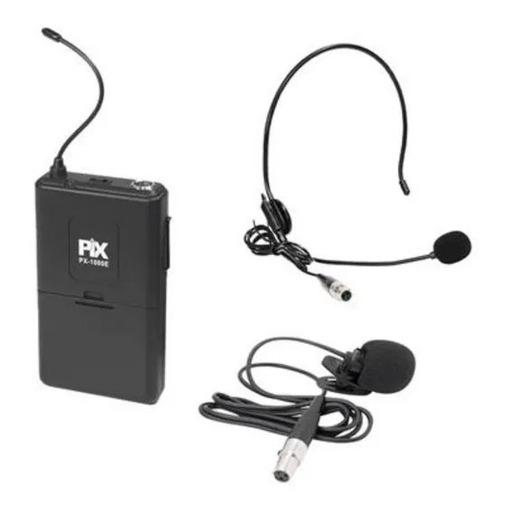 Microfone Headset Sem Fio E Microfone De Lapela Pix Cor Preto Foto 1