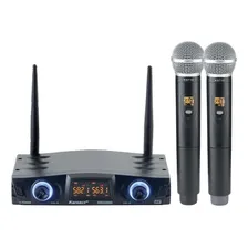 Microfone Karsect Profissional Sem Fio Krd200 Dm Uhf Duplo Cor Preto Foto mini 2