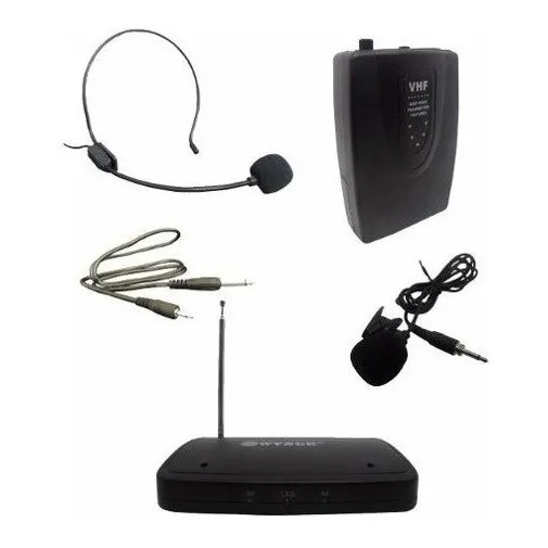 Microfone Lapela 50 Mts Sem Fio Headset Bivolt Profissional Cor Preto Foto 1