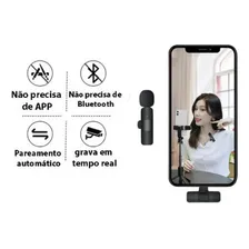 Microfone Lapela Celular iPhone Android Tipoc Sem Fio Duplo Cor Microfone Lapela celular Preto Foto mini 2
