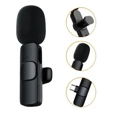 Microfone Lapela Celular iPhone Android Tipoc Sem Fio Duplo Cor Microfone Lapela celular Preto Foto mini 3
