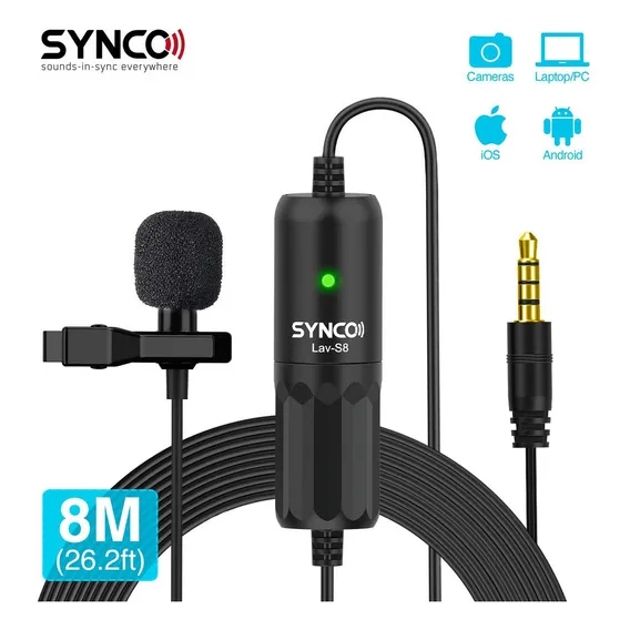 Microfone Lapela Synco Lav S8 Camera Gravadores Filmadoras Cor Preto Foto 1