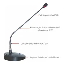 Microfone Profissional Mesa Tsi Mmf-303 Haste 63 Cm Gooseek Cor Preto Foto mini 4