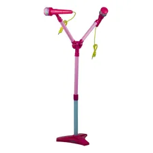 Microfone Rosa Infantil Duplo Pedestal Musical Efeitos Luz Foto mini 3