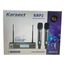 Microfone S/ Fio Karsect Krp2 Duplo Mão Bateria Recarregável Foto  mini 1