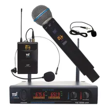 Microfone S/ Fio Tsi 1200 Cli Bastão Headset Lapela Uhf 96 C Cor Preto Foto mini  3