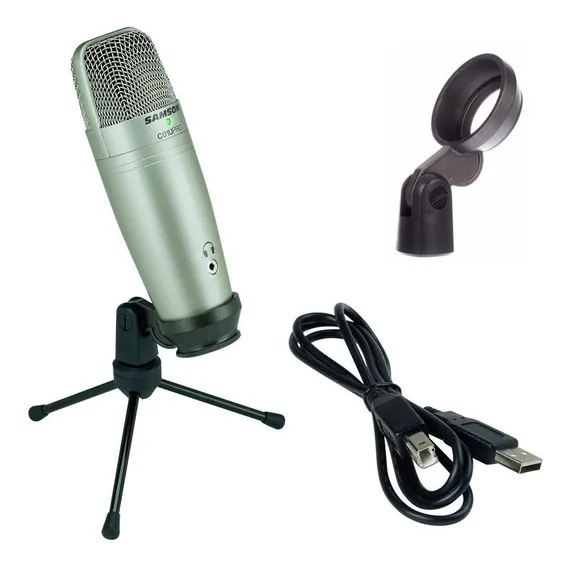 Microfone Samson C01u Pro Condenser Studio Usb C/tripode colorido plateado Foto 1