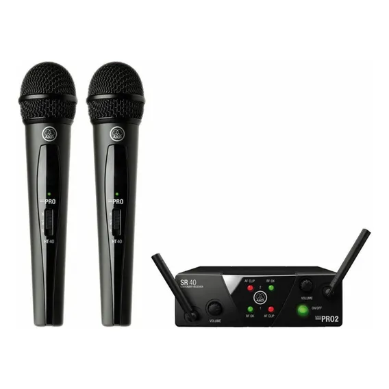Microfone sem fio Akg WMS40mini 2 microfones pretos Foto 1