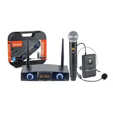 Microfone Sem Fio Com Headset Uhf Krd200 Dmh Karsect Cor Preto Foto  mini 1