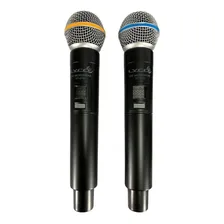 Microfone Sem Fio Duplo De Mão Lyco Uh02 Profissional P10 Cor Preto Foto mini 2
