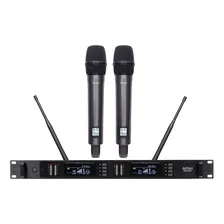 Microfone sem fio duplo de mão Uhf Digital Amw Au400 loja preto Foto  mini 1