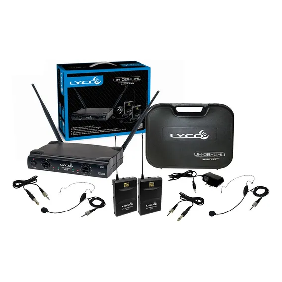 Microfone Sem Fio Duplo Lyco Uh08hlihli Headset Lapela Foto 1
