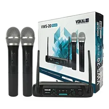 Microfone Sem Fio Duplo Vhf Profissional Vokal Vws-20 Plus Preto Foto  mini 1