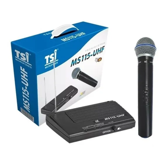 Microfone Sem Fio Mão Tsi Ms115 - Uhf Cor Preto Foto 1