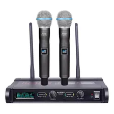 Microfone Sem Fio Preto Duplo Mao Ksr Pro 3000 Uhf Metal Foto mini 1