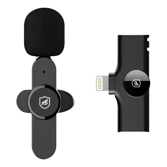 Microfone Sem Fio Profissional Flex Lightning com Lapela para iPhone Gshield Preto Foto 1