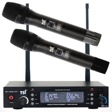 Microfone Sem Fio Tsi Duplo Tsi-7000 Uhf 300 Canais Cor Preto Foto  mini 1