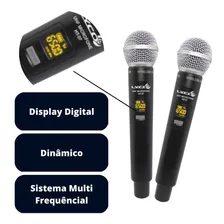Microfone Sem Fio Uh-08mm Duplo Mão Dinâmico Cardioide Lyco Foto mini  3