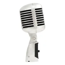 Microfone Vintage Dinâmico Eltec Cm55 Em Metal + Estojo Top Cor Prateado Foto mini 4
