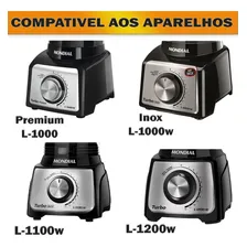 Micromax Mondial Copo para Liquidificador L1000 L1200 Preto L-1000w Inox 12vel Foto mini 4