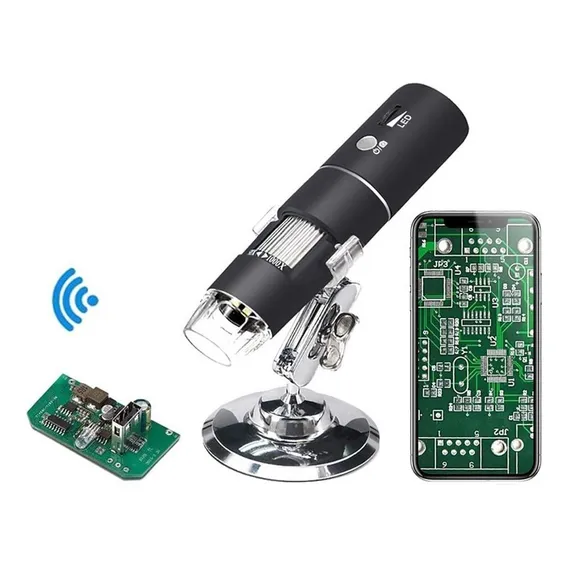 Microsc贸pio 1000x Wifi Usb Wireless Digital Zoom, fotos, cor preta Foto 1