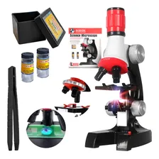 Microsc贸pio Educacional Monocular Biologia Stem 100x 400x 1200x Cor Branco-vermelho-preto Foto mini 2