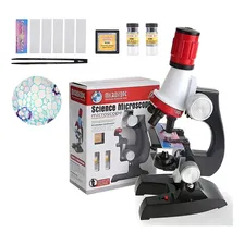 Microsc贸pio Educacional Monocular Biologia Stem 100x 400x 1200x Cor Branco-vermelho-preto Foto mini 1