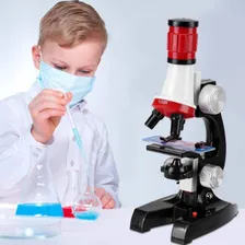 Microsc贸pio Educacional Monocular Biologia Stem 100x 400x 1200x Cor Branco-vermelho-preto Foto mini 3