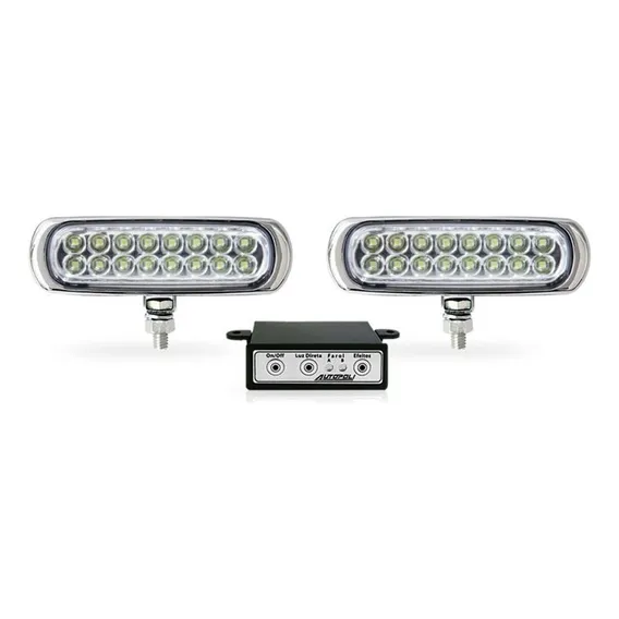 Milha Strobo Safetycar 16 Leds Amarelo No Corpo Preto 12v Foto 1