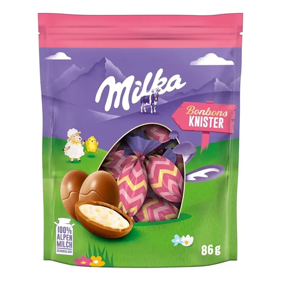Milka Mini Bombons Ovinhos Recheio Knister 86g Foto 1