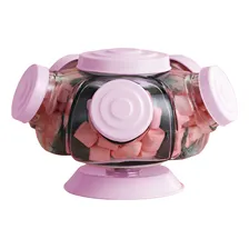 Mini Baleiro Rosa Vidro Retrô Giratório Colorido Decorativo Foto  mini 1