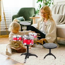 Mini Bateria Infantil Completa Banquinho Baquetas Foto mini 4