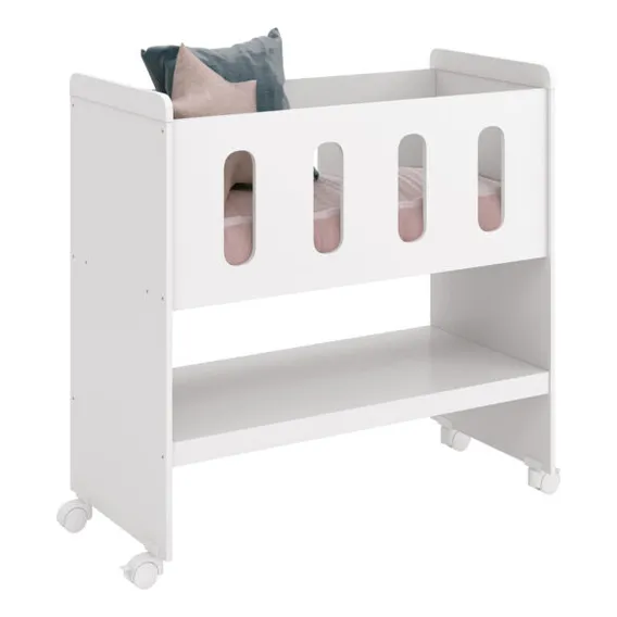 Mini Berço Para Bebê Reller Shark Móveis Multiuso Escrivaninha Com Rodízios Cercadinho Branco Foto 1