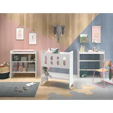 Mini Berço Para Bebê Reller Shark Móveis Multiuso Escrivaninha Com Rodízios Cercadinho Branco Foto mini 4