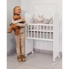 Mini Berço Para Boneca Com Rede Encanto - Sonno Baby Cor Branco Com Rosa Foto mini 2