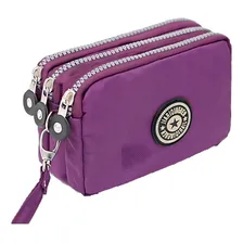 Mini Bolsa Basic Transversal Nylon Crossbody Carteiro Cor Roxo Desenho Do Tecido Liso Foto mini 1