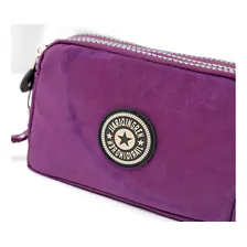 Mini Bolsa Basic Transversal Nylon Crossbody Carteiro Cor Roxo Desenho Do Tecido Liso Foto mini 4