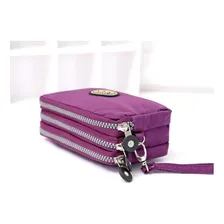 Mini Bolsa Basic Transversal Nylon Crossbody Carteiro Cor Roxo Desenho Do Tecido Liso Foto mini 3