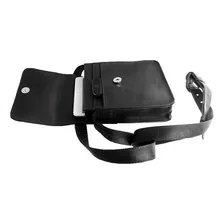 Mini Bolsa Capanga Pequena Masculina Em Couro Legitimo Preto Foto mini  3
