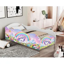 Mini Cama Carro Unicórnio Arco Iris Com Colchão Foto mini  2