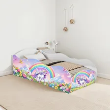 Mini Cama Carro Unicórnio Arco Iris Com Colchão Foto  mini 1