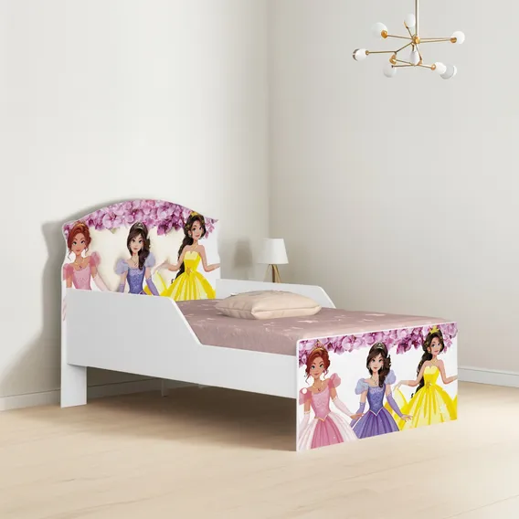 Mini Cama Infantil 148x68cm Proteção Lateral Princesa Rosa Z Foto 1