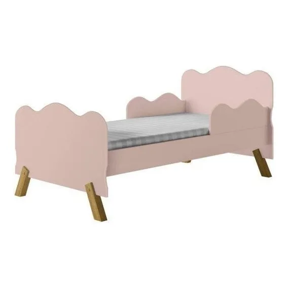 Mini Cama Infantil Com Proteção Lateral Rosa Foto 1