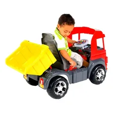 Mini caminhão Magic Toys infantil truck com pedal sons luzes cor vermelho cinza e amarelo Foto mini 3