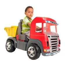 Mini caminhão Magic Toys infantil truck com pedal sons luzes cor vermelho cinza e amarelo Foto mini 2